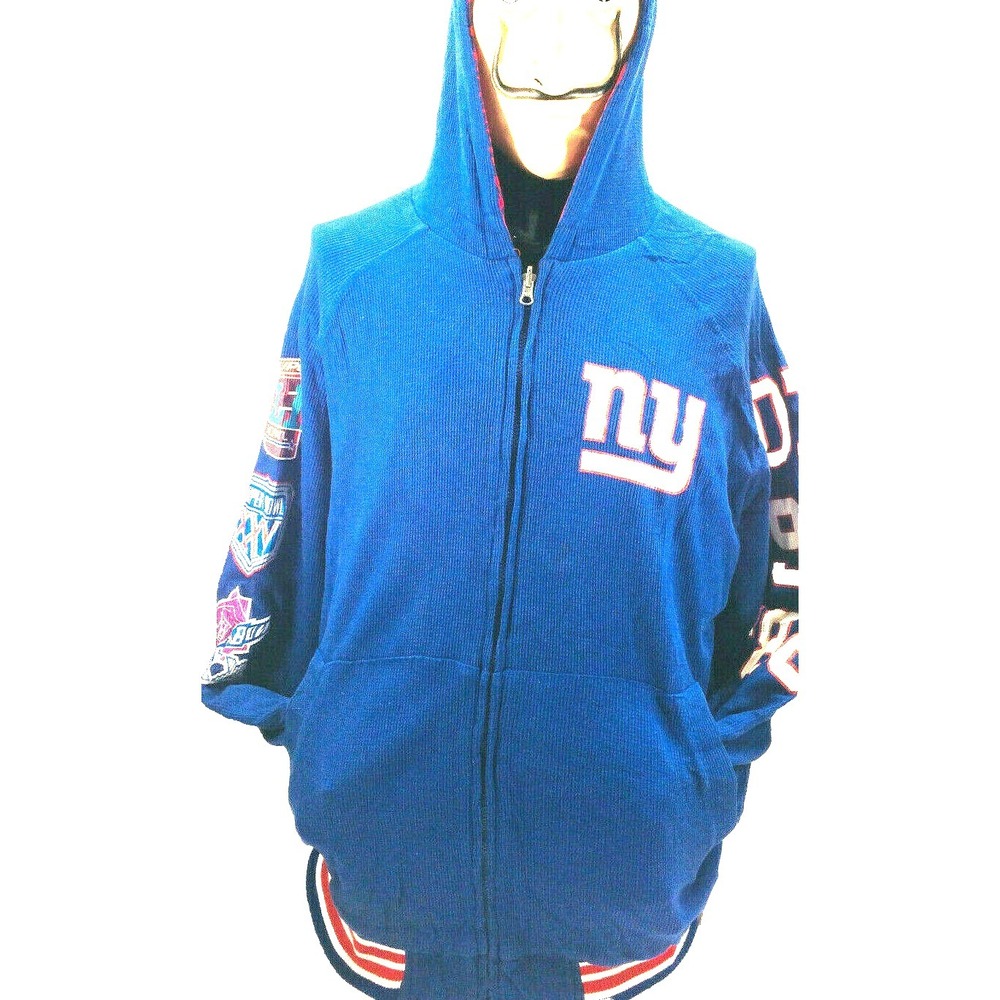NFL New York Giants Men Size XL Football Super Bowl Reversible Sweater Jacket
